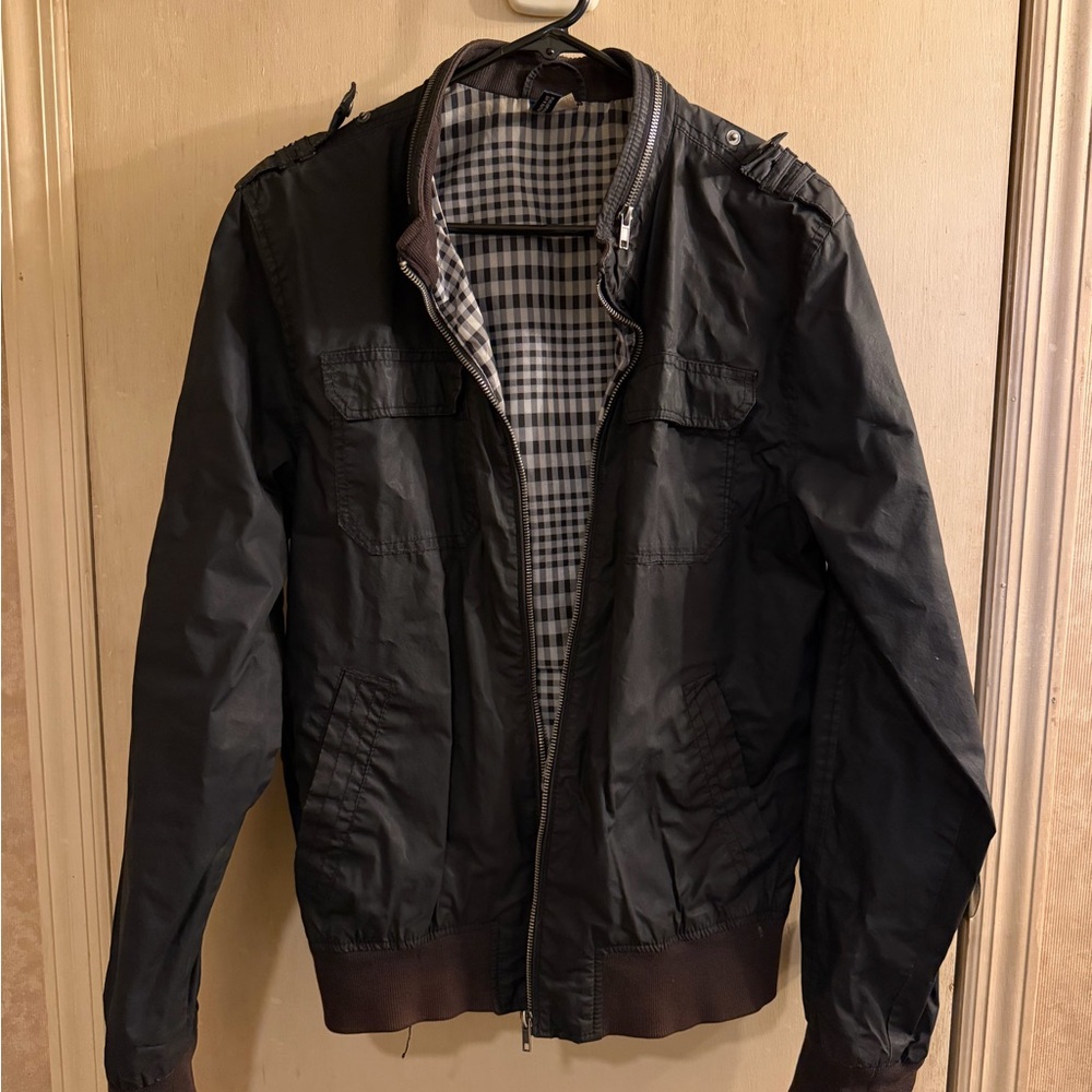 H&M Men's Dark Brown Bomber Jacket